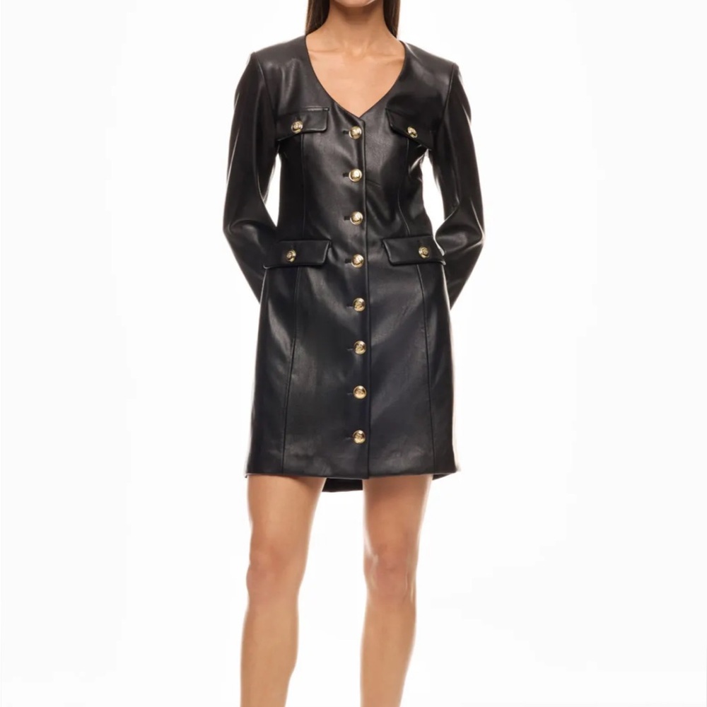 DEREK LAM 10 CROSBY Button Up Faux Leather Mini